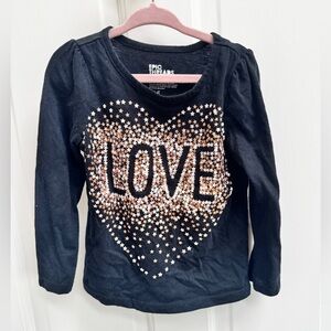 Epic Threads 4T Girls Black Starry Love Long Sleeve Tee Shirt Blouse Top